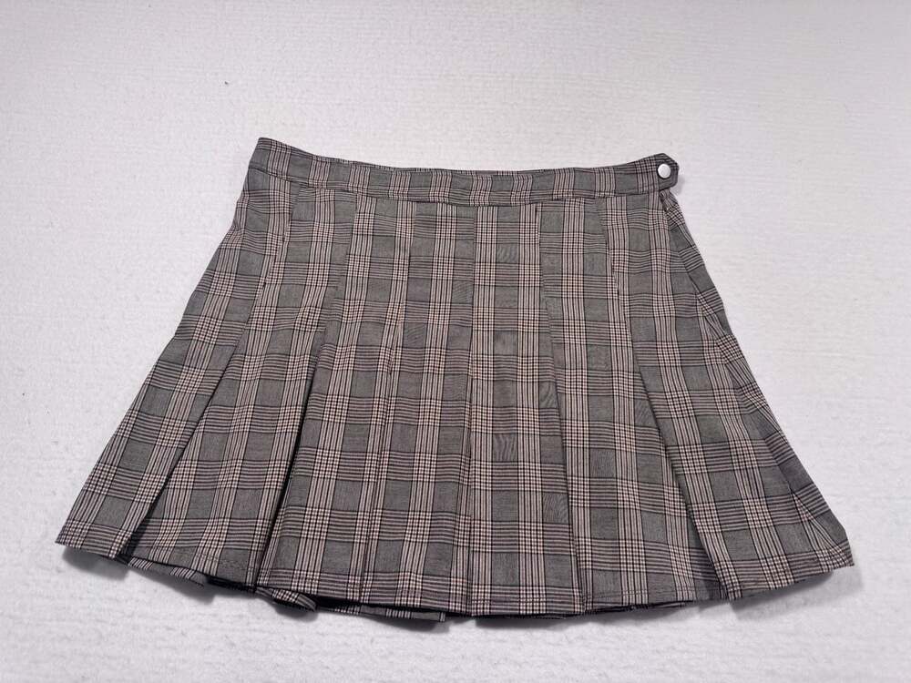 PILCRO Brown Plaid Pleated Mini Skirt Size 16
